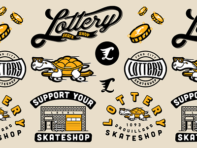 Lottery Skate Shop branding design logo patch vector