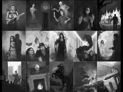 Book Interiors apparitions fantasy ghost greyscale horror illustration interior spooky