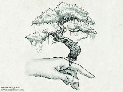 Inktober 2019 (1) 'Ring' art bonsai drawing illustration ink inktober inktober2019 lineart ring sketch sketchbook sketches surreal surrealism tree