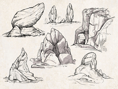 Sketches: Rocks 2 dailyart drawing illustration inktober lineart nature rocks sketch sketchbook sketches