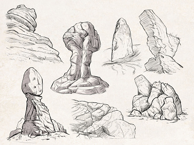 Sketches: Rocks 3 art drawing illustration inktober inktober2019 lineart nature rocks sketch sketches