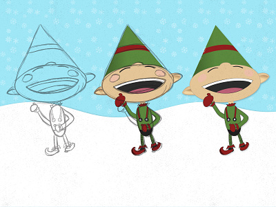 Laughing Holiday Elf cartoon character christmas elf happy holiday illustrator intuos jolly vector wacom