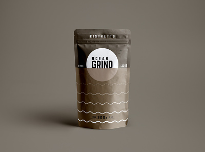 Ocean Grind 'Ristretto' brand coffee coffee bean coffee branding coffee cup coffee packaging coffee roast coffee shop crema grind logo design packaging product design
