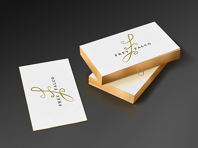 Frey Falco branding business card deboss design gold gold foil logo luxury luxury design luxury logo modern typography