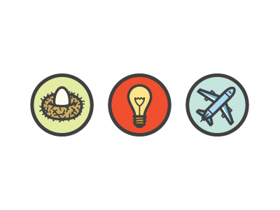 Breakfast or Travel? airplane bird egg energy flight icons idea illustration light lightbulb nest travel