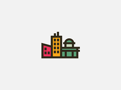 Tiny People City branding buildings city colors icon illustration mark