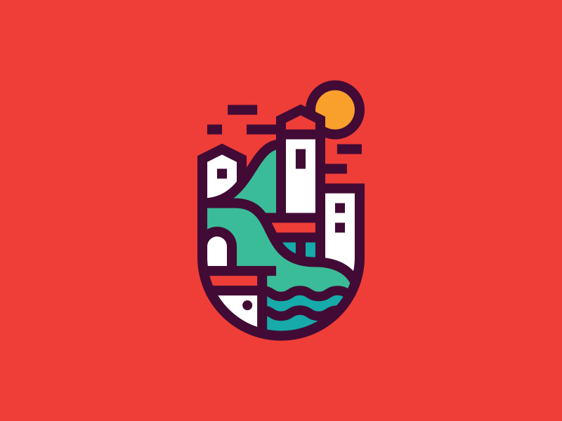 City by the Sea illustration city mono-line color breeze summer vibes