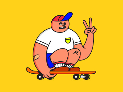 Skate Butt character chill fart gnar illustration lazy peace process rad skate sketch tubby