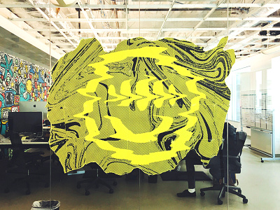 Interpaper acid drop art fluorescent illustration installation intercom interior office paper print wavvy