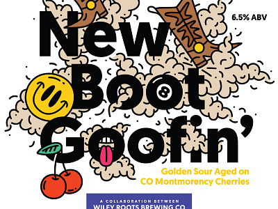 New Boot Goofin' beer beverage cherries drink fart label our mutual friend print sour