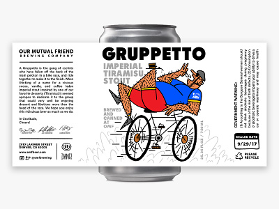 Gruppetto Imperial Tiramisu Stout art beer bicycle can fart illustration label packaging print
