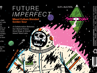 Future Imperfect beer brewery illustration our mutual friend packaging print science fiction skull