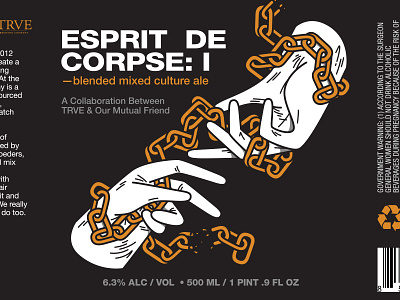 Esprit De Corpse beer brewery chains hands illustration metal our mutual friend packaging print trve