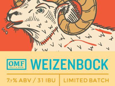 Weizenbock beer brewery denver illustration label our mutual friend ram tiny hat weizenbock