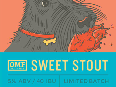 Sweet Stout beer brewery denver dog heart illustration label our mutual friend remy sweet stout