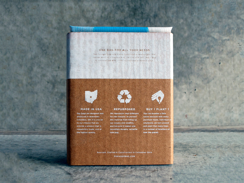 Forager Bag Packaging packaging sustainable bag product design silkscreen package eco friendly billboard logo design