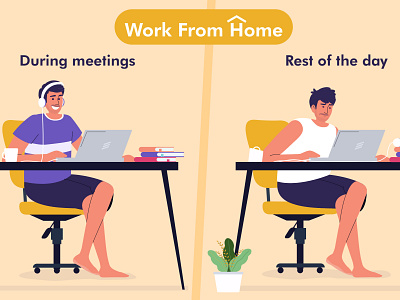 Work From Home emeeting illustration man working from home man working on laptop vector wfh work from home zoom meeting