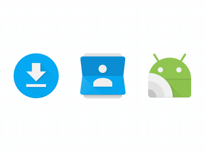 Downloads, Contacts & NFC icons after effects android animation app icon contacts downloads google google design illustrator material design nfc