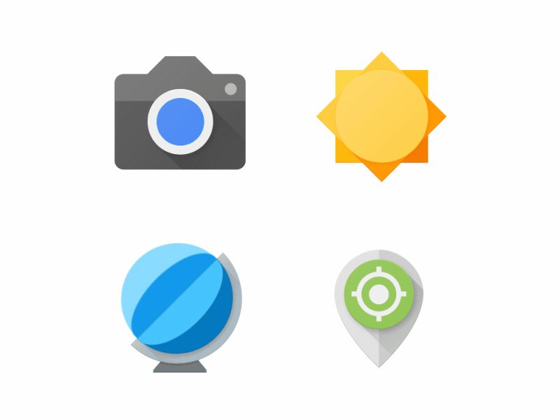 Camera, Weather, Browser & Device Manager after effects android device manager animation app icon browser camera google design illustrator material design weather