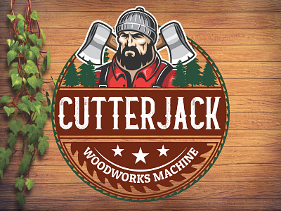 Cutterjack logo badge classic design hipster illustration logo logo design old logo retro logo retro vintage wood logo woodworks