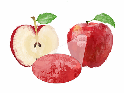 high detailed Acrylic hand paint of Apple fruit acrylics apple digital painting fruit hand drawn paint