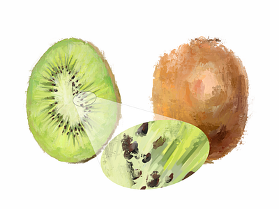 high detailed Acrylic hand paint of Kiwi fruit