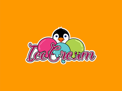 Penguin Ice Cream color cream flat ice logo penguin