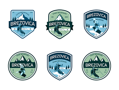 Ski badges Brezovica Kosova badge design illustration logo patches ski snowboard vector winter