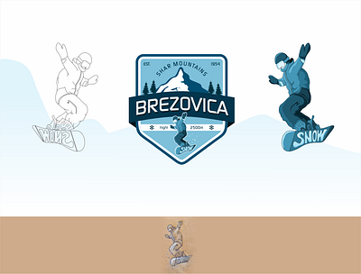 Snowboard mountain badge Brezovice, Snowboard jump badge brezovica illustration jump snow snowball snowboard winter