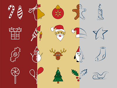Christmas Icon Set character christmas draw hand icon illustration marry set sketch vector