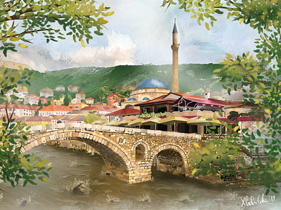 Prizren Kosovo Landscape city illustration kosovo landscape prizren