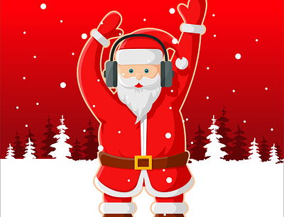 Dancing Santa Claus with Headphones claus cute dancing headphones illustration santa vector