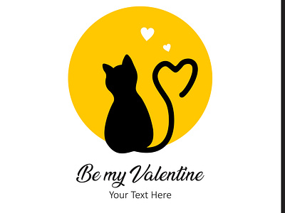 Cute black cat valentine day