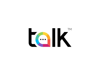 Talk bubble chat color communication fun icon identity logo logotype speak talk