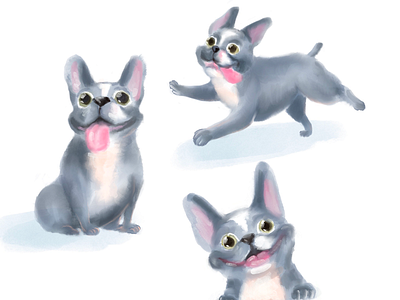 Frenchie character design cute digital dog drawing french bulldog illustration painting visual development