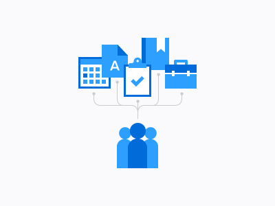 onboarding | project management bookmark calendar file flat icon illustration project management task team