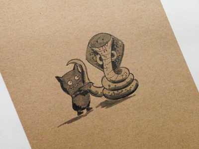 friends forever bat cobra drawing hug illustration ink pen snake