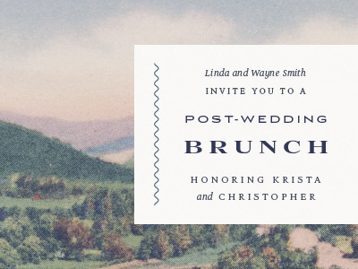 chris and krista | brunch invitation postcard vermont wedding