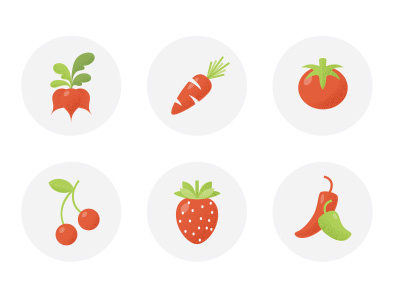 garden carrot cherry fruit icon illustration pepper radish strawberry tomato vegetable