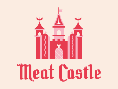 meat castle blackletter ham hot dog lettering mustard steak t bone weenie