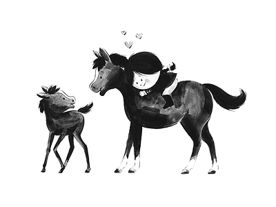 year of the horse baby animal horse horseback riding illustration painting pony watercolor