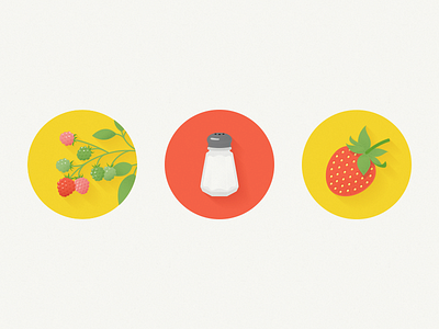 more tastes, more smells food fruit illustration leaves raspberry salt shaker strawberry