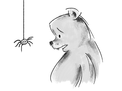 everyone's afraid of something bear illustration spider