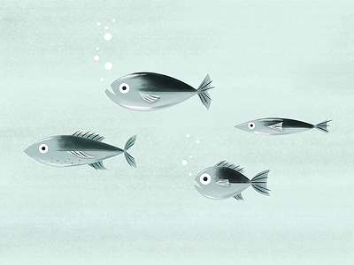 zoned out fish bubbles fish illustration