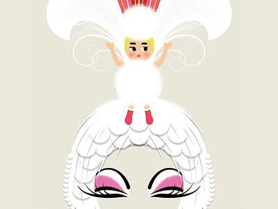 Priscilla / Felicia costume doll drag queens faces feathers illustration makeup