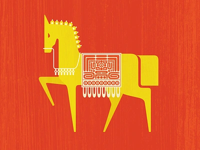 Golden Horse animal el dorado folk art gold horse illustration pattern