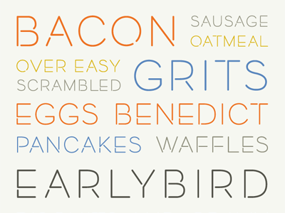 earlybird breakfast display food lettering neon stencil type typeface