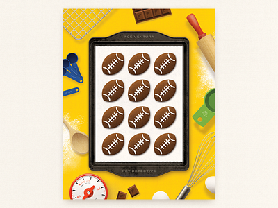 Laces Out ace ventura baking chocolate cookies fan art football illustration movie poster