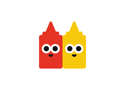 Stickers character design condiments illustration ketchup mustard