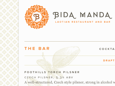 bida manda website bar identity interactive laotian menu ornament restaurant website